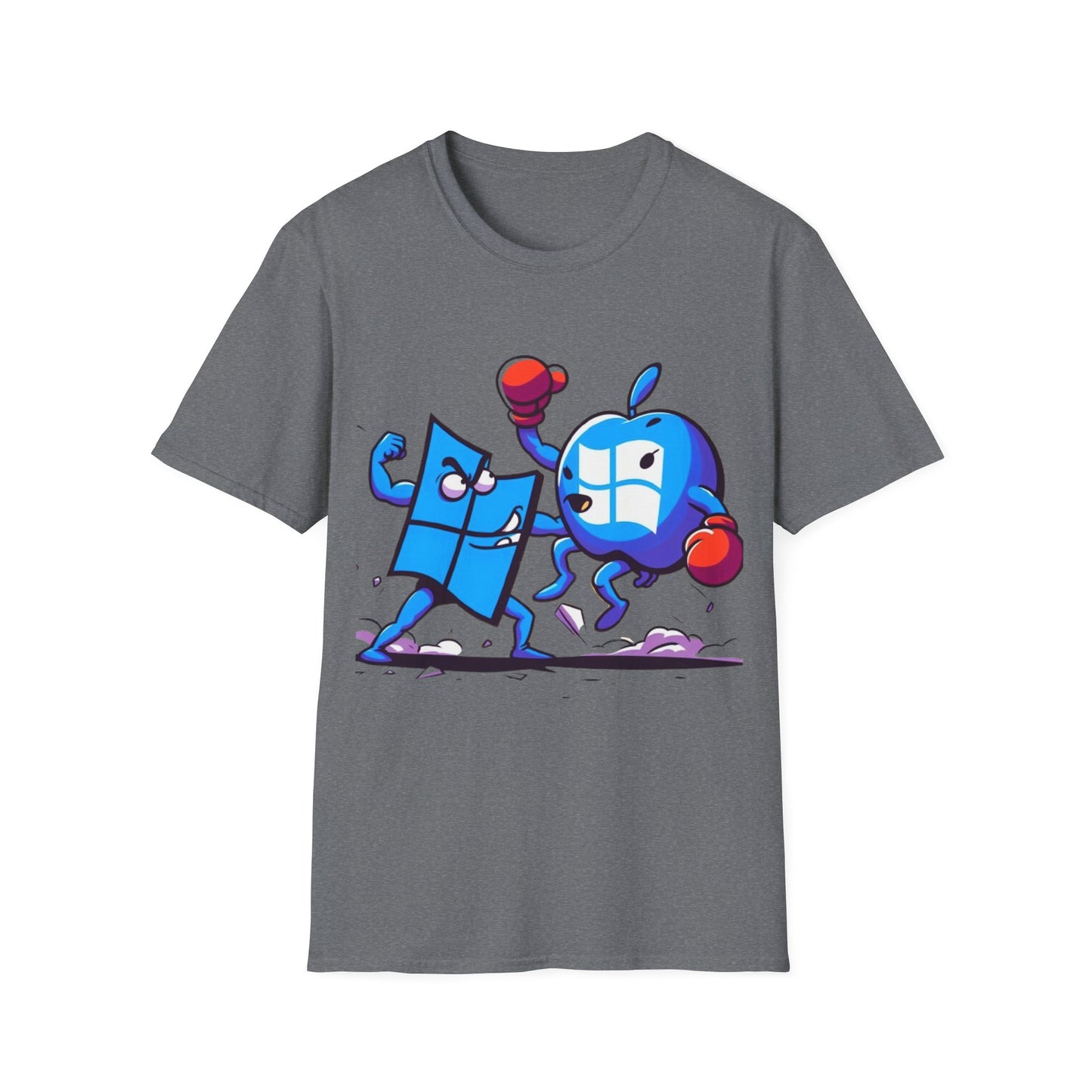 Microsoft Fighting Apple T-Shirt, Geeky Windows vs Mac Tee, Tech Enthusiast Apparel, Unique Gift for Computer Nerds