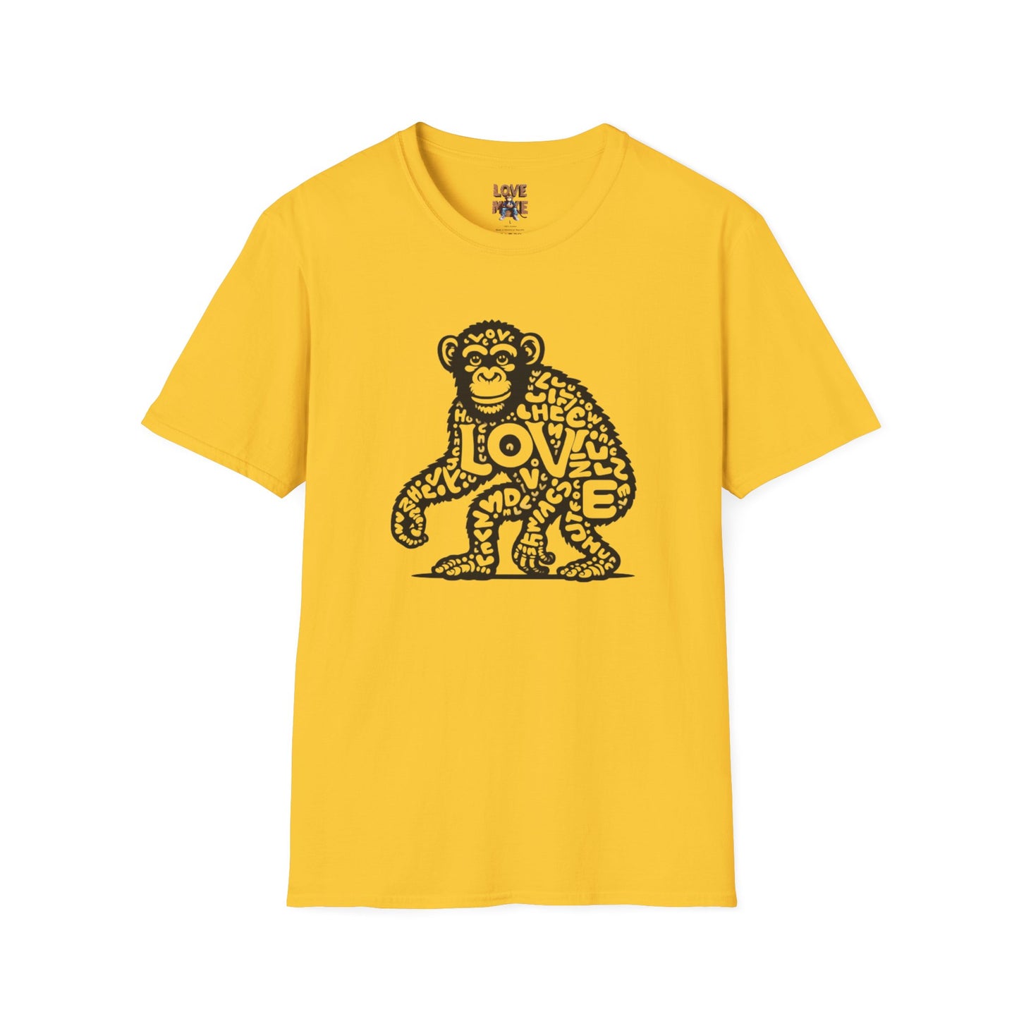 T-shirt with Love Monkey Print, Stylish & Cool Casual Wear, Great for Expressing Personality, Perfect Gift Idea