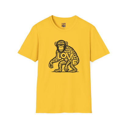T-shirt with Love Monkey Print, Stylish & Cool Casual Wear, Great for Expressing Personality, Perfect Gift Idea