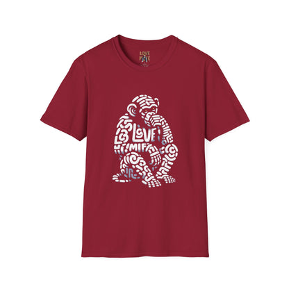 Designer Love Monkey T-Shirt - Fun Graphic Animal Top, Ideal for Casual Outfits, Designer Shirt