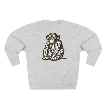Love Monkey Sweatshirt, Unisex Premium Crewneck, Cosy Casual Wear for Him & Her, Ideal Christmas or Birthday Gift