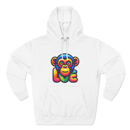 Hoodie with Love Monkey Design, Unisex Premium Crewneck, Stylish & Comfortable Outfit, Great Gift for Friends or Loved Ones