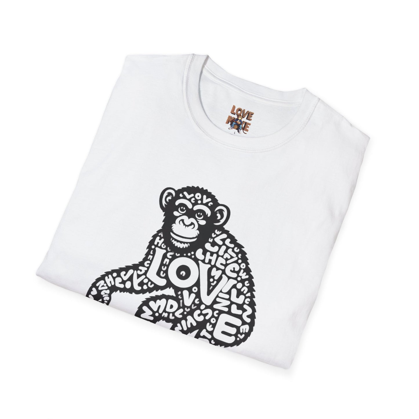 T-shirt with Love Monkey Print, Stylish & Cool Casual Wear, Great for Expressing Personality, Perfect Gift Idea