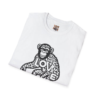 T-shirt with Love Monkey Print, Stylish & Cool Casual Wear, Great for Expressing Personality, Perfect Gift Idea