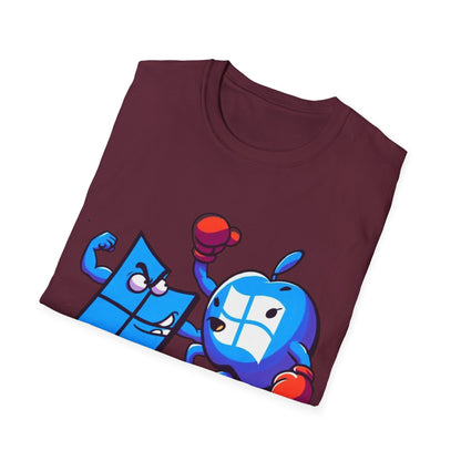 Microsoft Fighting Apple T-Shirt, Geeky Windows vs Mac Tee, Tech Enthusiast Apparel, Unique Gift for Computer Nerds
