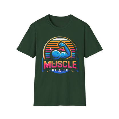 Muscle Beach T-Shirt, Vintage-Inspired Fitness Tee, Perfect for Gym Enthusiasts, Unique Bodybuilding Gift Idea