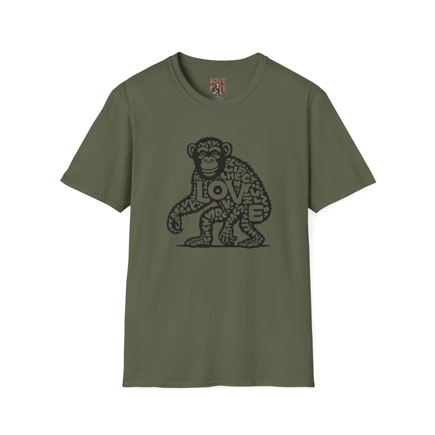 T-shirt with Love Monkey Print, Stylish & Cool Casual Wear, Great for Expressing Personality, Perfect Gift Idea