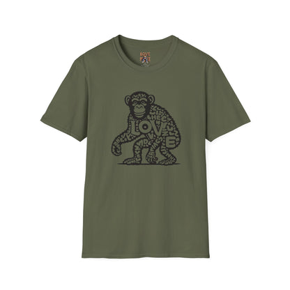 T-shirt with Love Monkey Print, Stylish & Cool Casual Wear, Great for Expressing Personality, Perfect Gift Idea