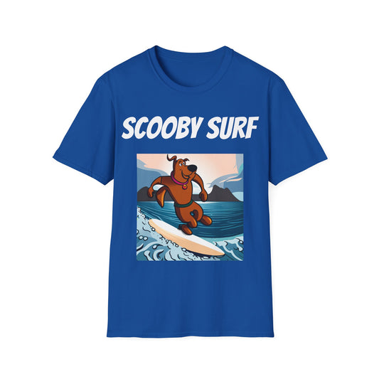 Surfing T-Shirt Scooby Surf - Unisex Softstyle Tee, Perfect for Beach Lovers & Water Sports Enthusiasts, Great Gift Idea