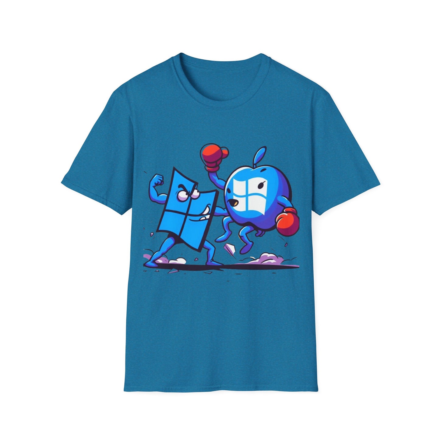 Microsoft Fighting Apple T-Shirt, Geeky Windows vs Mac Tee, Tech Enthusiast Apparel, Unique Gift for Computer Nerds