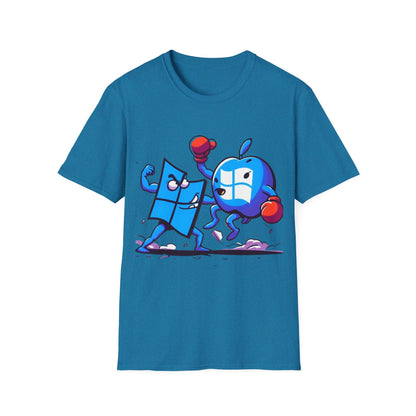 Microsoft Fighting Apple T-Shirt, Geeky Windows vs Mac Tee, Tech Enthusiast Apparel, Unique Gift for Computer Nerds