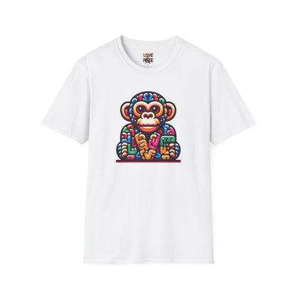 T-Shirt - Love Monkey Design, Trendy Unisex Softstyle Tee, Stylish & Cool Casual Wear, Perfect Gift for Any Occasion