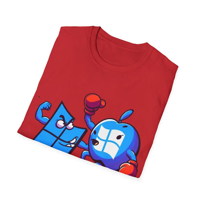 Microsoft Fighting Apple T-Shirt, Geeky Windows vs Mac Tee, Tech Enthusiast Apparel, Unique Gift for Computer Nerds