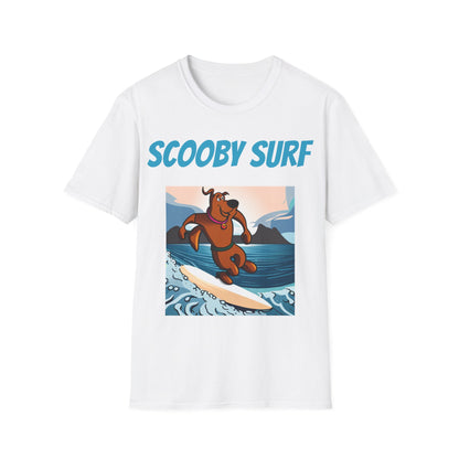 Surfing T-Shirt Scooby Surf - Unisex Softstyle Tee, Perfect for Beach Lovers & Water Sports Enthusiasts, Great Gift Idea