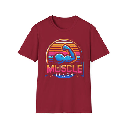 Muscle Beach T-Shirt, Vintage-Inspired Fitness Tee, Perfect for Gym Enthusiasts, Unique Bodybuilding Gift Idea