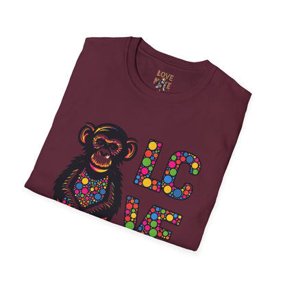 T-Shirt Love Monkey - Unisex Softstyle Casual Wear, Fashionable & Unique Gift for Friends, Family, Birthdays and More
