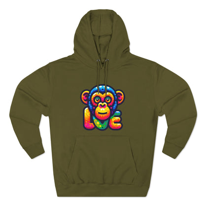 Hoodie with Love Monkey Design, Unisex Premium Crewneck, Stylish & Comfortable Outfit, Great Gift for Friends or Loved Ones