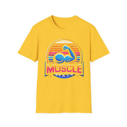 Muscle Beach T-Shirt, Vintage-Inspired Fitness Tee, Perfect for Gym Enthusiasts, Unique Bodybuilding Gift Idea