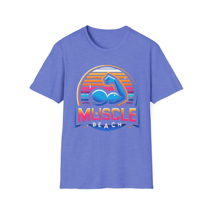 Muscle Beach T-Shirt, Vintage-Inspired Fitness Tee, Perfect for Gym Enthusiasts, Unique Bodybuilding Gift Idea