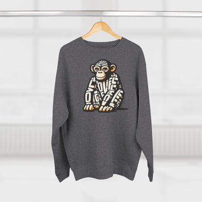 Love Monkey Sweatshirt, Unisex Premium Crewneck, Cosy Casual Wear for Him & Her, Ideal Christmas or Birthday Gift