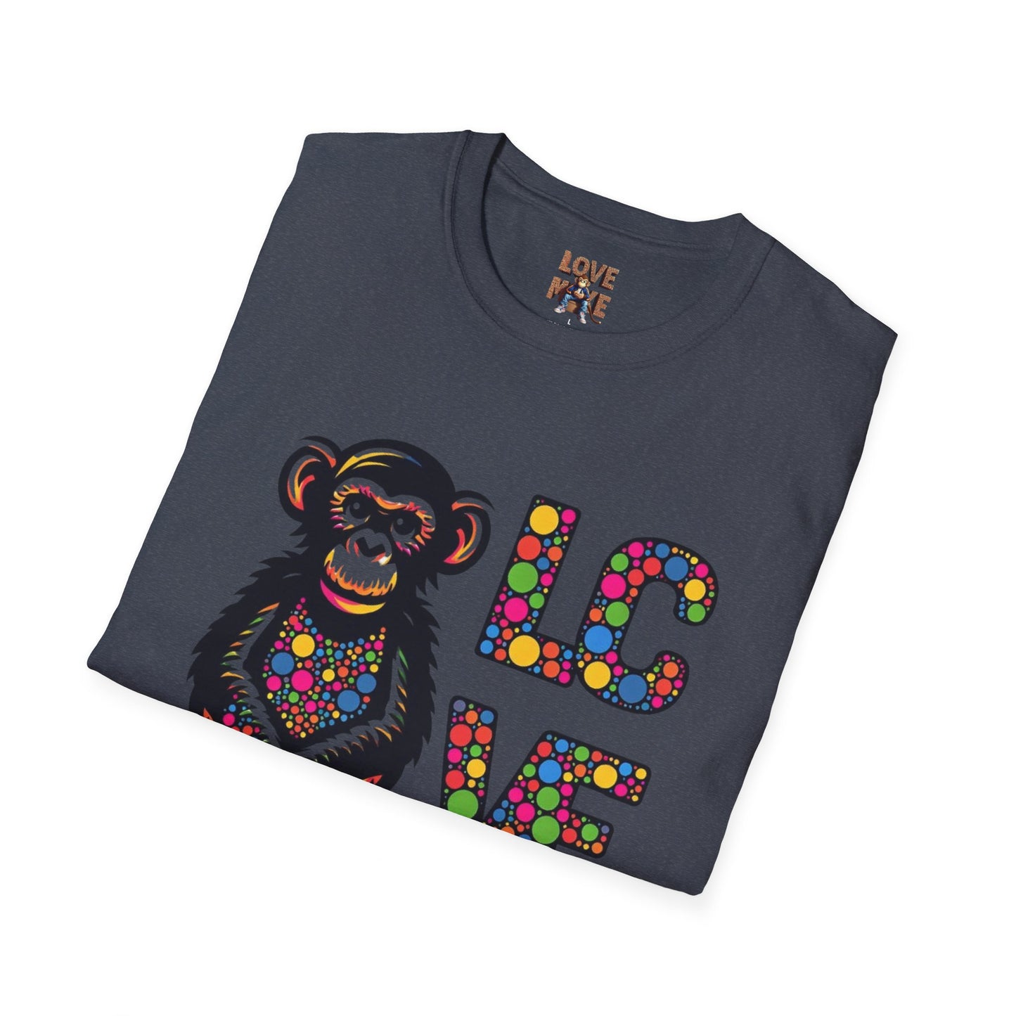 T-Shirt Love Monkey - Unisex Softstyle Casual Wear, Fashionable & Unique Gift for Friends, Family, Birthdays and More