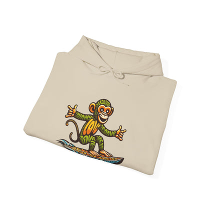 Hoodie Love Monkey Design, Cool Surfer Style Tee, Perfect for Beach Days, Great Gift for Surf Lovers