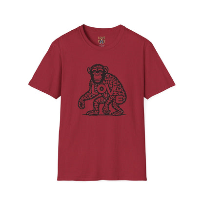 T-shirt with Love Monkey Print, Stylish & Cool Casual Wear, Great for Expressing Personality, Perfect Gift Idea