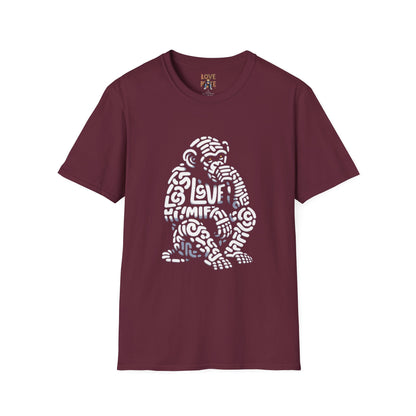 Designer Love Monkey T-Shirt - Fun Graphic Animal Top, Ideal for Casual Outfits, Designer Shirt