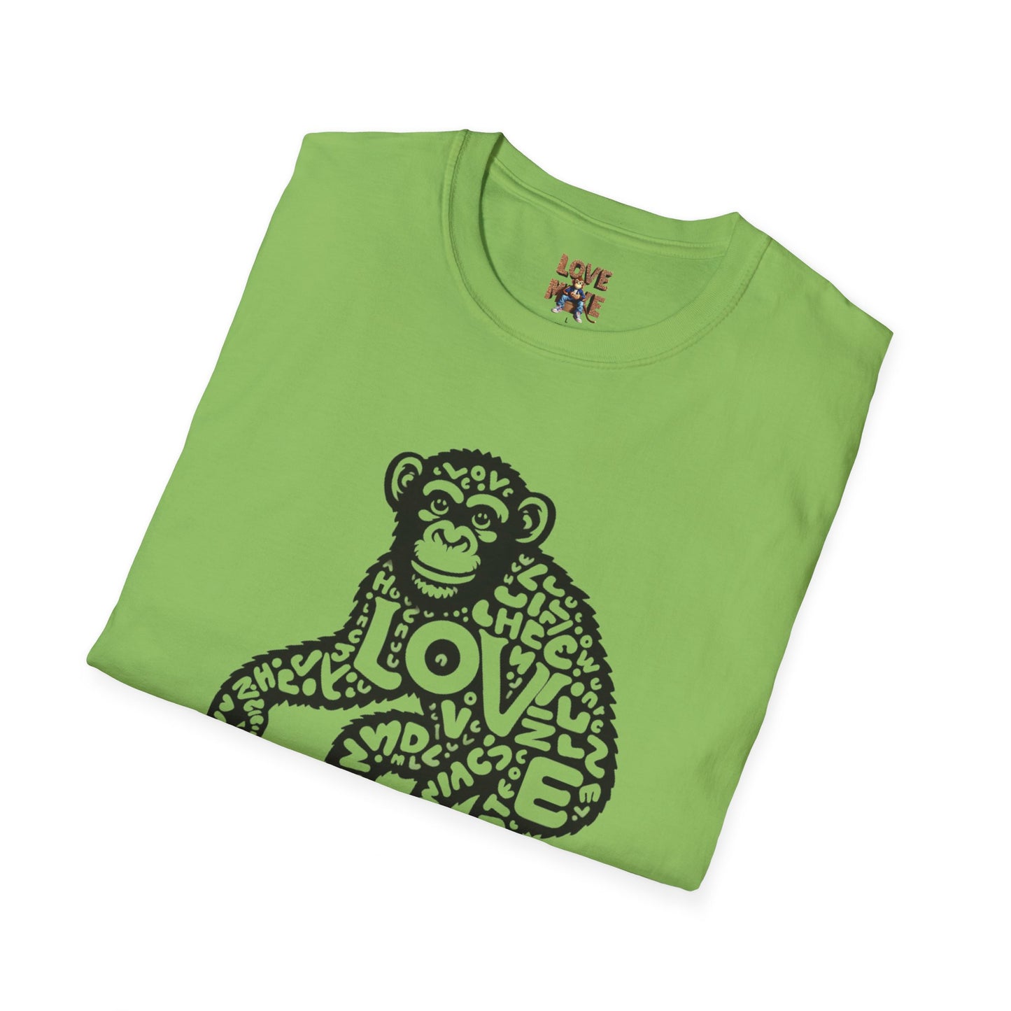 T-shirt with Love Monkey Print, Stylish & Cool Casual Wear, Great for Expressing Personality, Perfect Gift Idea