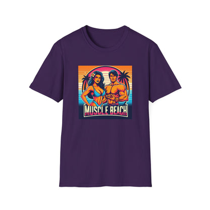 Muscle Beach T-Shirt, Vintage-Inspired Fitness Tee, Perfect for Gym Enthusiasts, Unique Bodybuilding Gift Idea