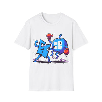 Microsoft Fighting Apple T-Shirt, Geeky Windows vs Mac Tee, Tech Enthusiast Apparel, Unique Gift for Computer Nerds