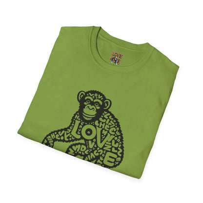 T-shirt with Love Monkey Print, Stylish & Cool Casual Wear, Great for Expressing Personality, Perfect Gift Idea