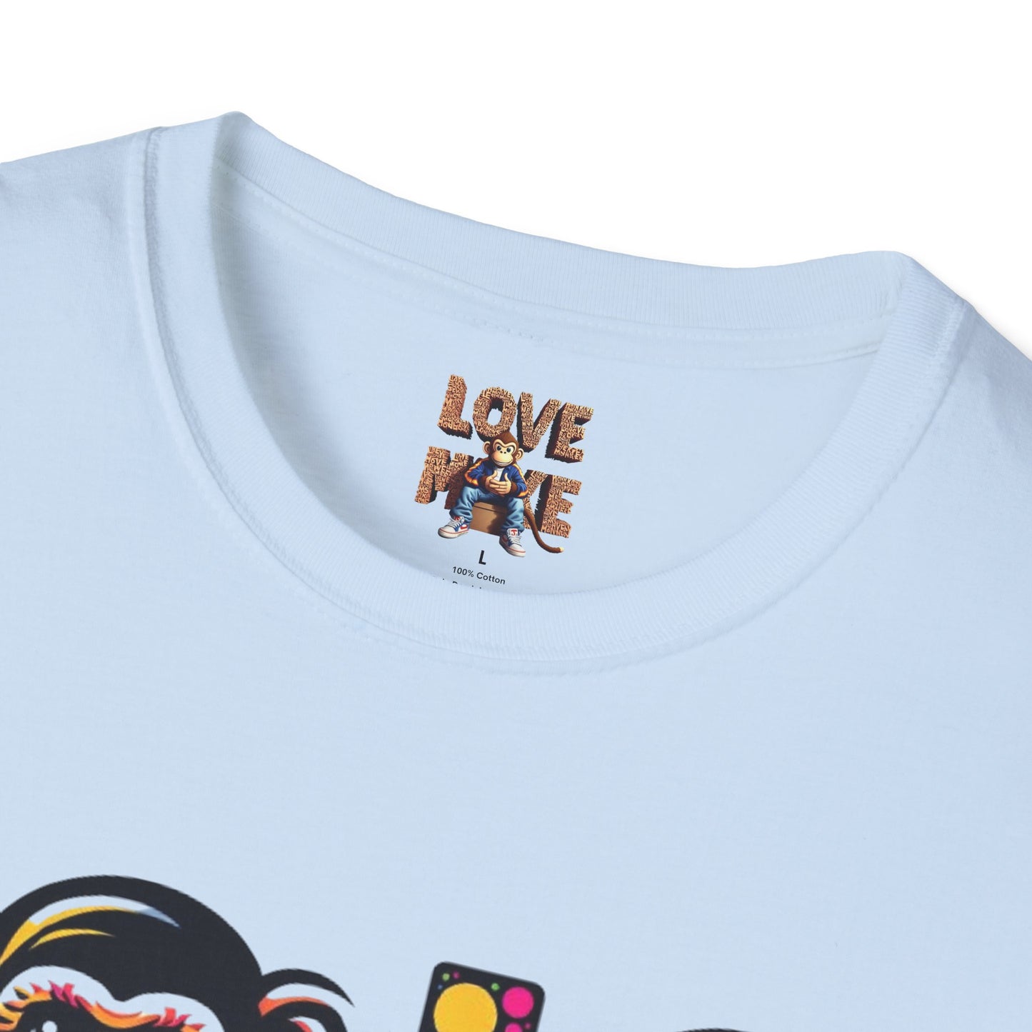 T-Shirt Love Monkey - Unisex Softstyle Casual Wear, Fashionable & Unique Gift for Friends, Family, Birthdays and More