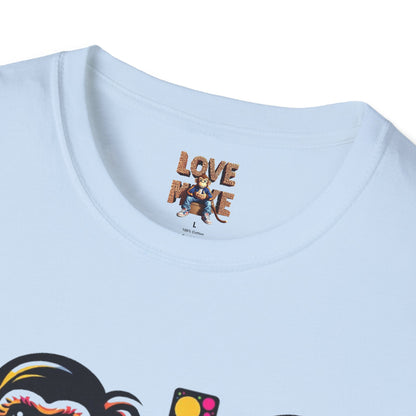 T-Shirt Love Monkey - Unisex Softstyle Casual Wear, Fashionable & Unique Gift for Friends, Family, Birthdays and More