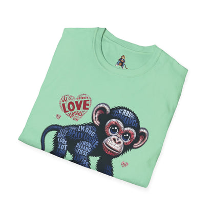 T-Shirt Love Monkey - Cool, Stylish & Trendy Unisex Softstyle Tee for Casual Wear, Perfect Gift for Friends and Family
