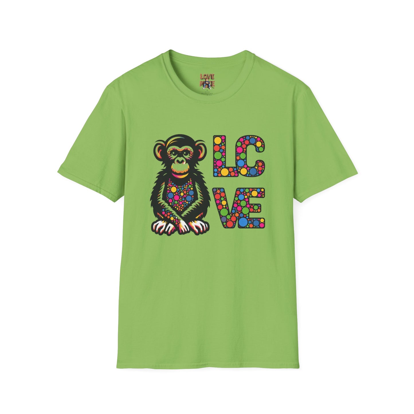 T-Shirt Love Monkey - Unisex Softstyle Casual Wear, Fashionable & Unique Gift for Friends, Family, Birthdays and More