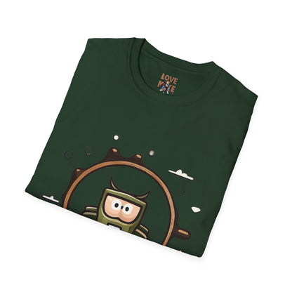 Helmet Explorer Guy Tee - Cool Graphic T-Shirt for Men, Casual Exploration Wear, Great Gift for Travel Enthusiasts