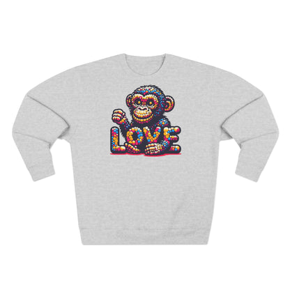 Love Monkey Sweatshirt, Unisex Premium Crewneck, Cozy Casual Wear for Him & Her, Ideal Christmas or Birthday Gift