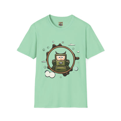 Helmet Explorer Guy Tee - Cool Graphic T-Shirt for Men, Casual Exploration Wear, Great Gift for Travel Enthusiasts