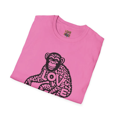 T-shirt with Love Monkey Print, Stylish & Cool Casual Wear, Great for Expressing Personality, Perfect Gift Idea