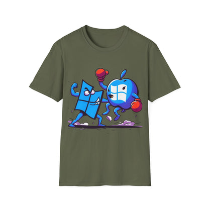 Microsoft Fighting Apple T-Shirt, Geeky Windows vs Mac Tee, Tech Enthusiast Apparel, Unique Gift for Computer Nerds