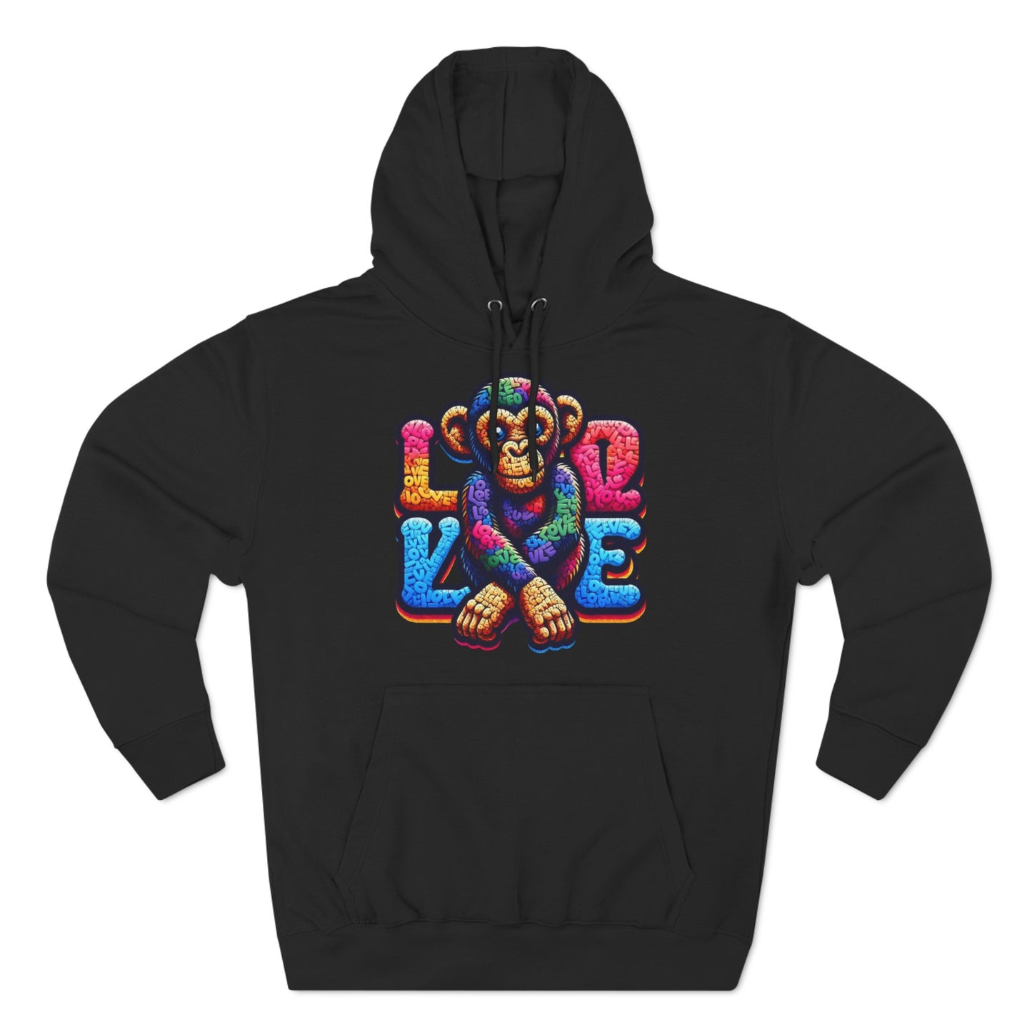 Hoodie with Love Monkey Design, Unisex Premium Crewneck, Stylish & Comfortable Outfit, Great Gift for Friends or Loved Ones