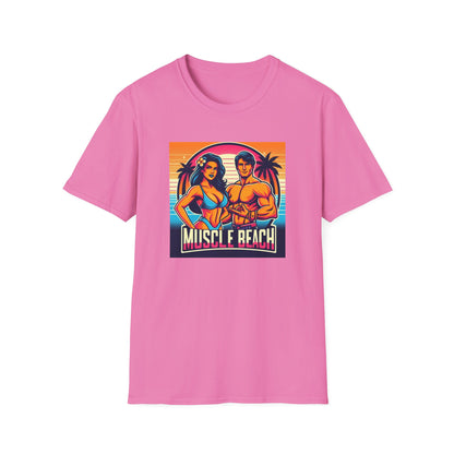 Muscle Beach T-Shirt, Vintage-Inspired Fitness Tee, Perfect for Gym Enthusiasts, Unique Bodybuilding Gift Idea