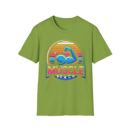 Muscle Beach T-Shirt, Vintage-Inspired Fitness Tee, Perfect for Gym Enthusiasts, Unique Bodybuilding Gift Idea