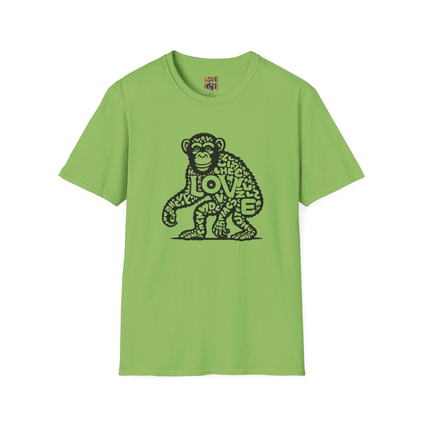 T-shirt with Love Monkey Print, Stylish & Cool Casual Wear, Great for Expressing Personality, Perfect Gift Idea
