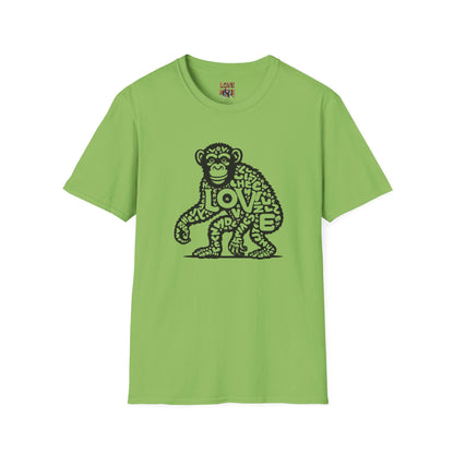 T-shirt with Love Monkey Print, Stylish & Cool Casual Wear, Great for Expressing Personality, Perfect Gift Idea