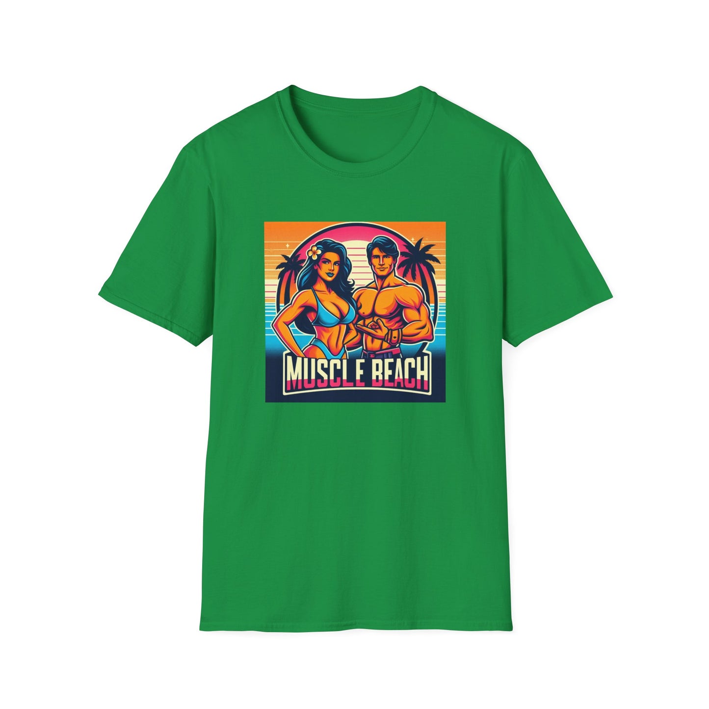 Muscle Beach T-Shirt, Vintage-Inspired Fitness Tee, Perfect for Gym Enthusiasts, Unique Bodybuilding Gift Idea