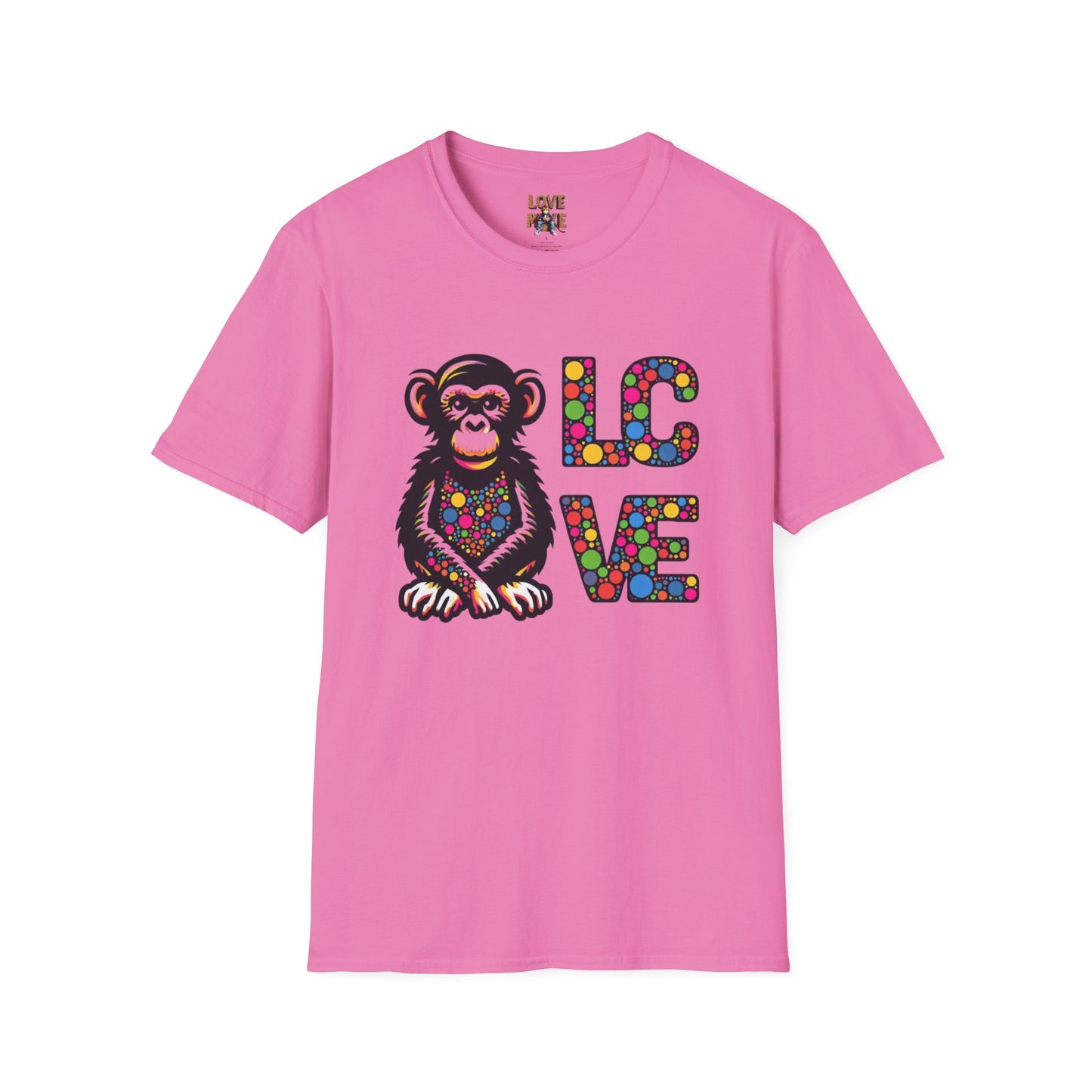 T-Shirt Love Monkey - Unisex Softstyle Casual Wear, Fashionable & Unique Gift for Friends, Family, Birthdays and More