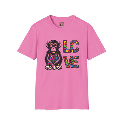 T-Shirt Love Monkey - Unisex Softstyle Casual Wear, Fashionable & Unique Gift for Friends, Family, Birthdays and More
