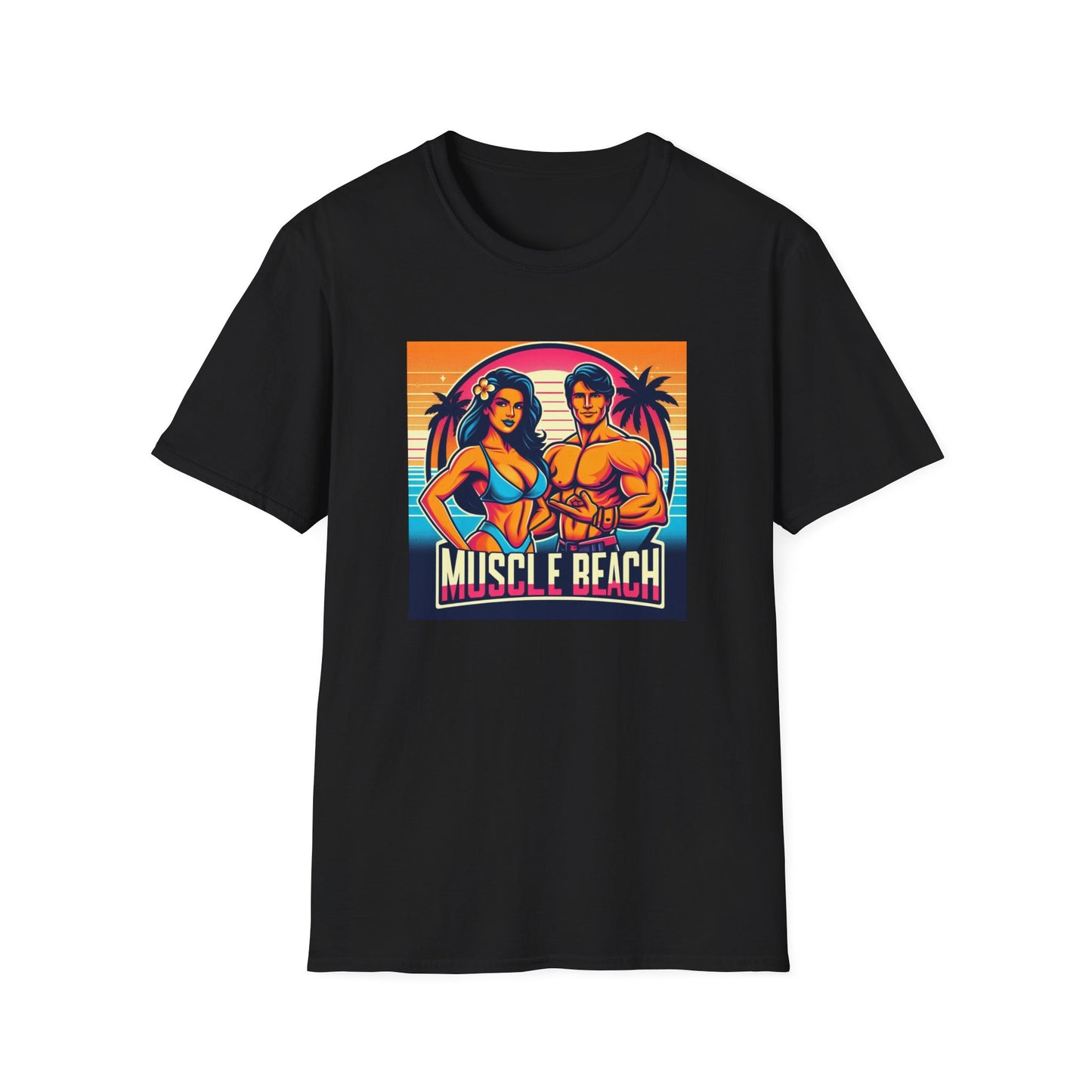 Muscle Beach T-Shirt, Vintage-Inspired Fitness Tee, Perfect for Gym Enthusiasts, Unique Bodybuilding Gift Idea